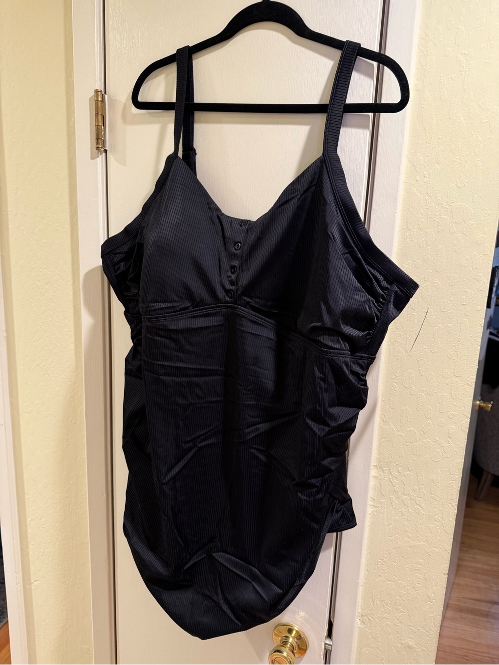 Torrid Black One-Piece Swimsuit with Button Front Detail size 6